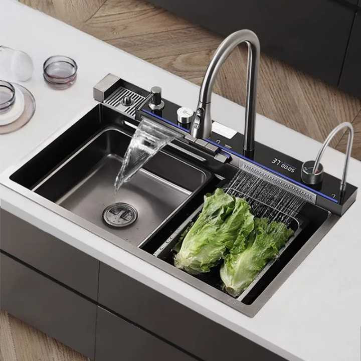 سینک پیانویی پنج کلید لوکس با تجهیزات کامل سایز 75*50 برند دیکالان